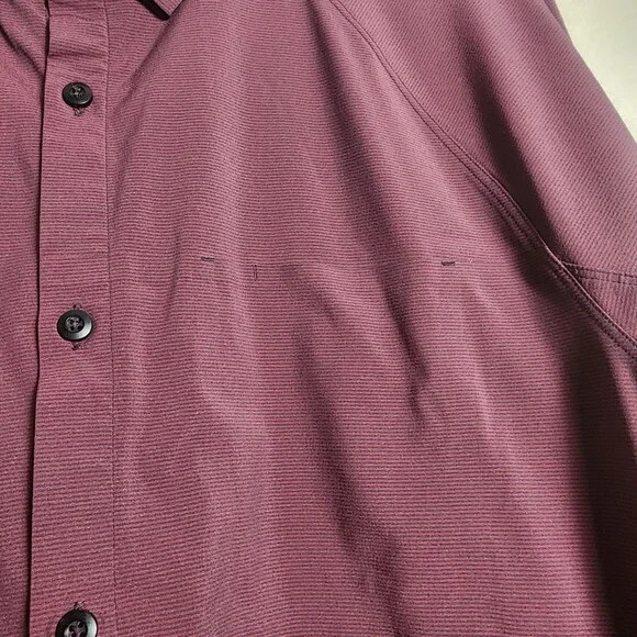 Lululemon Shirt Mens Large Purple Stripe Long Sleeve Button Up Stretch Casual - Picture 3 of 8